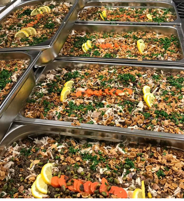 Plats libanais préparés pour une réception dans le 19e à Paris